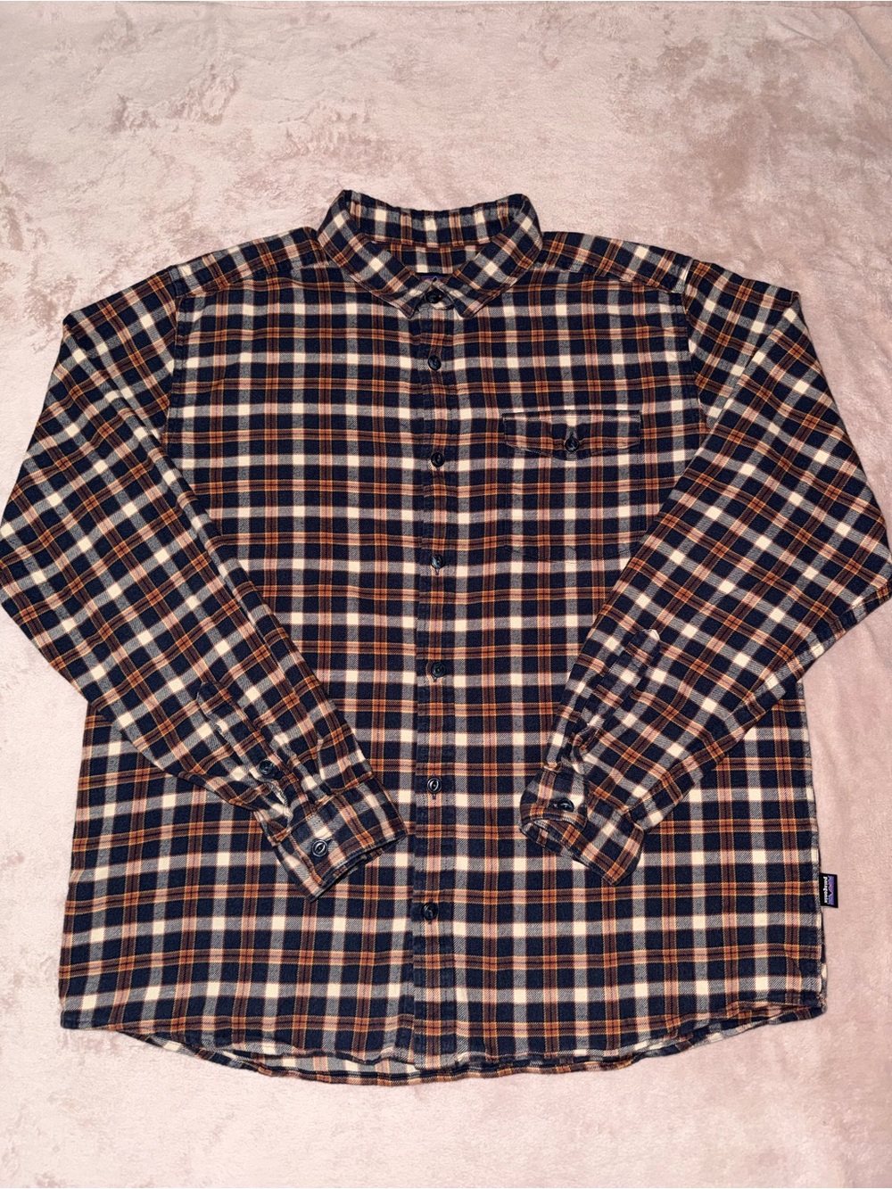 Patagonia fjord flannel long -sleeve button up shirt 100% organic cotton size L